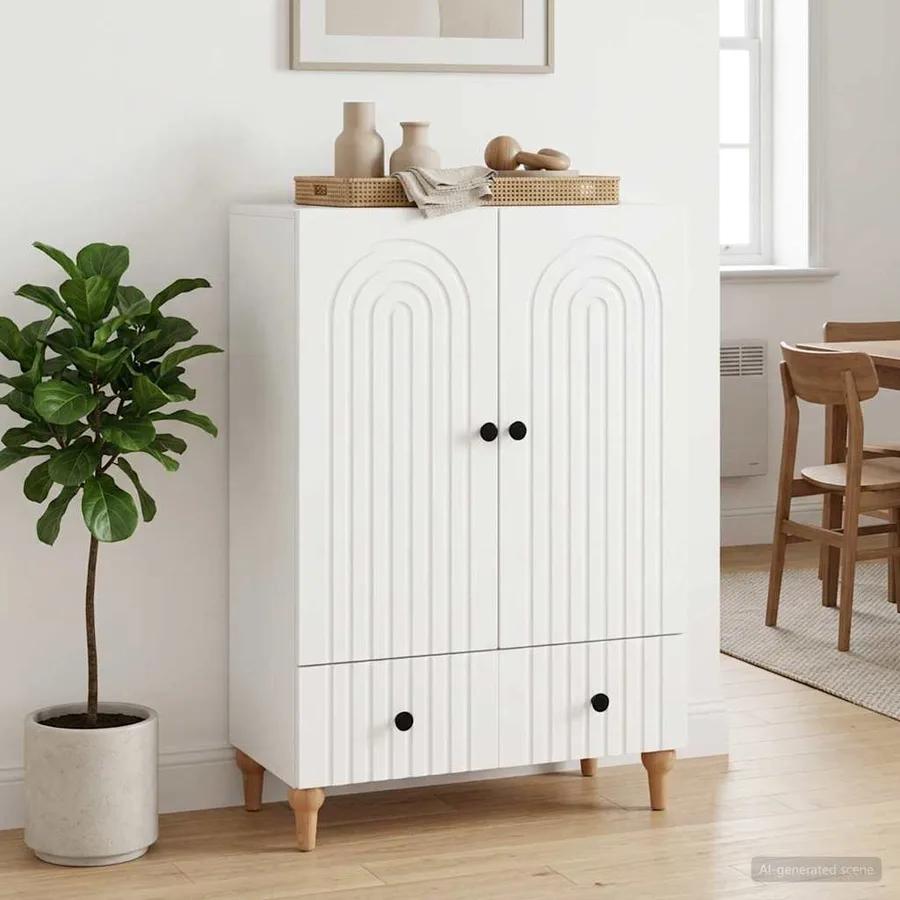 Buffet Blanc 66 x 34,5 x 95 cm Bois d'ingénierie - 3