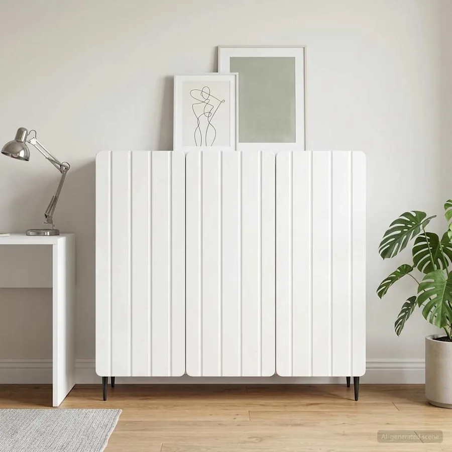 Buffet Blanc brillant 89 x 34,5 x 82 cm Bois d'ingénierie