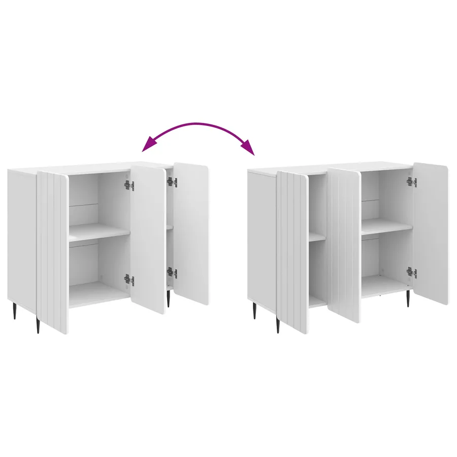 Buffet Blanc brillant 89 x 34,5 x 82 cm Bois d'ingénierie - 11