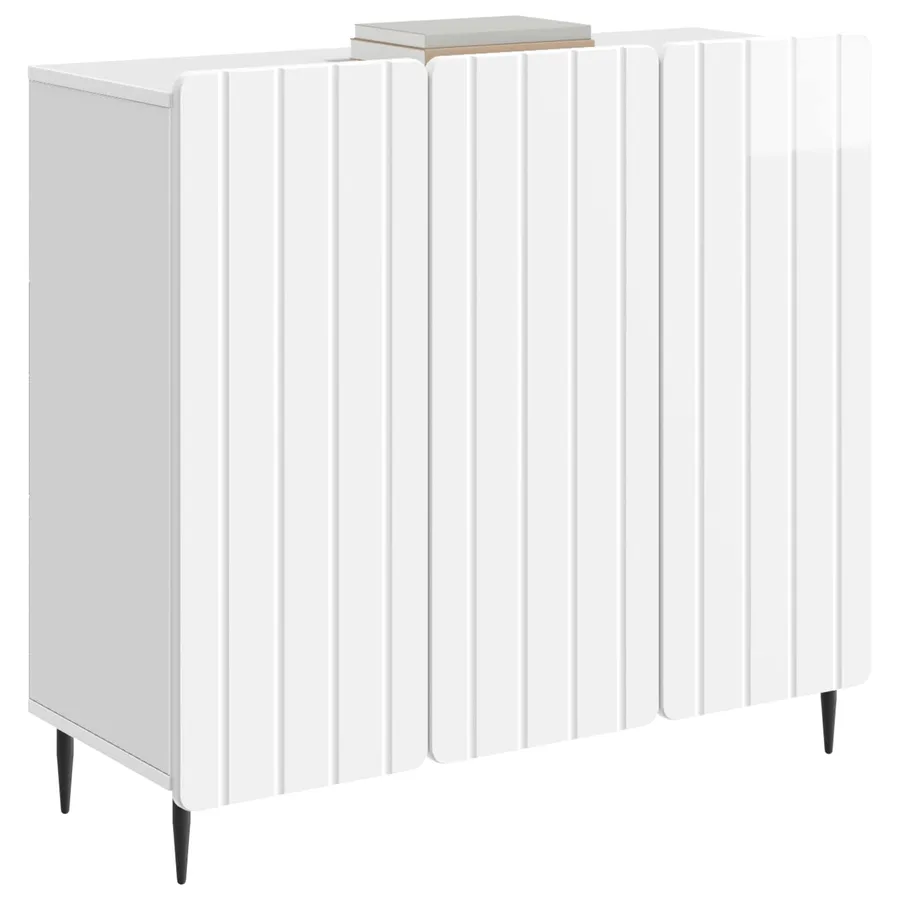 Buffet Blanc brillant 89 x 34,5 x 82 cm Bois d'ingénierie - 3