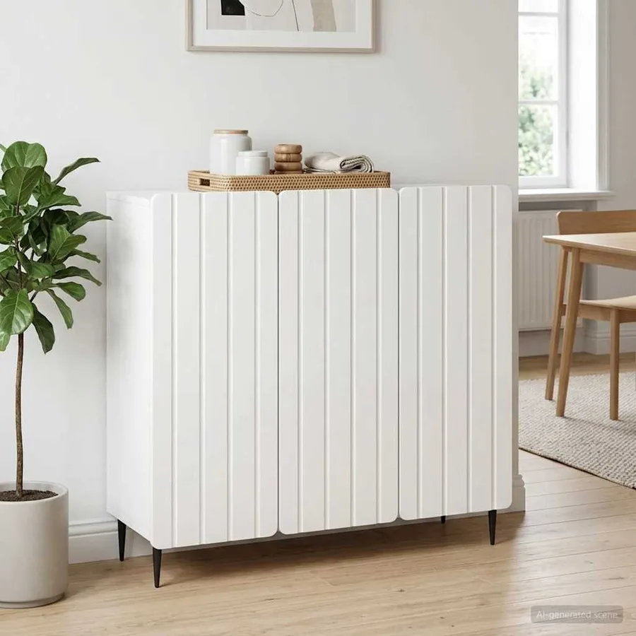 Buffet Blanc brillant 89 x 34,5 x 82 cm Bois d'ingénierie - 4