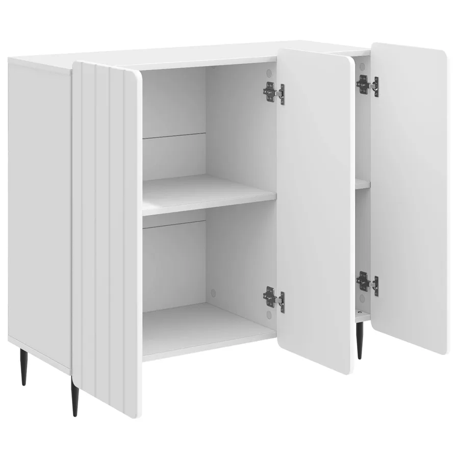 Buffet Blanc brillant 89 x 34,5 x 82 cm Bois d'ingénierie - 5
