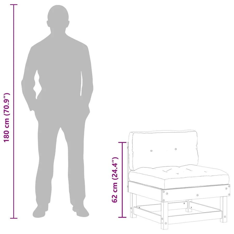 Sofa de jardin milieu Pin massif Brun Ciré - 8