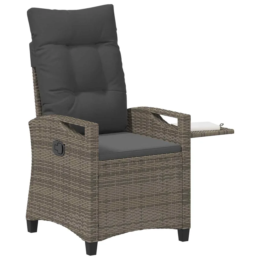 Chaise de jardin inclinable Gris et Gris foncé 56 x 60 x 112 cm - 3