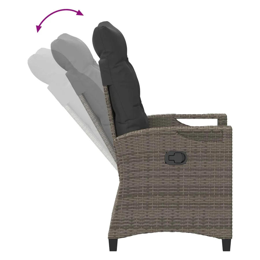 Chaise de jardin inclinable Gris et Gris foncé 56 x 60 x 112 cm - 9