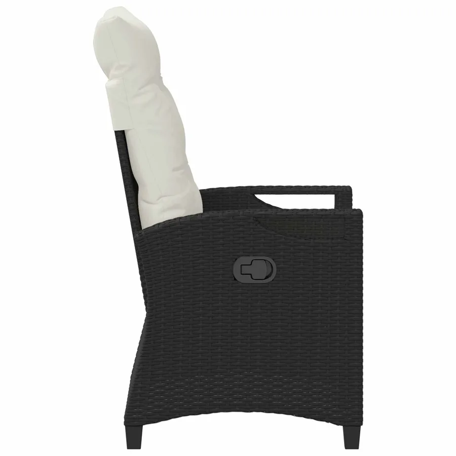 Chaise de jardin inclinable Noir et Crème 56 x 60 x 112 cm - 6