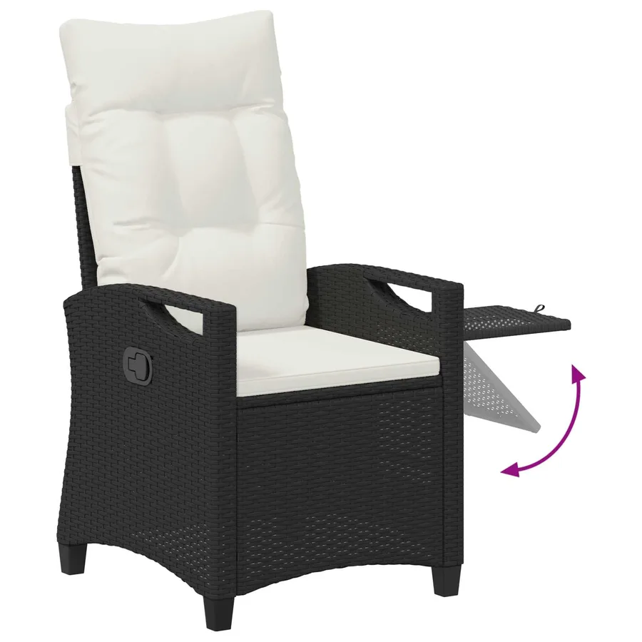 Chaise de jardin inclinable Noir et Crème 56 x 60 x 112 cm - 8