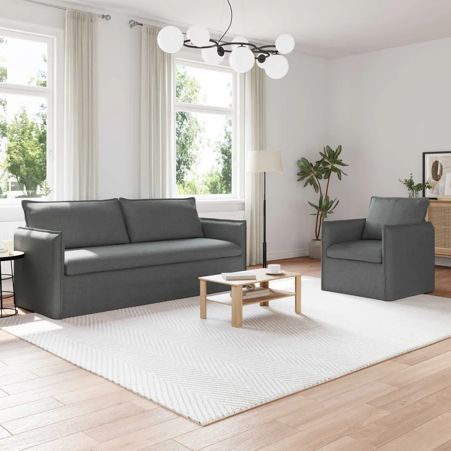 Ensemble de Canapés 2 pcs Gris foncé 196 x 82 x 85 cm Tissu