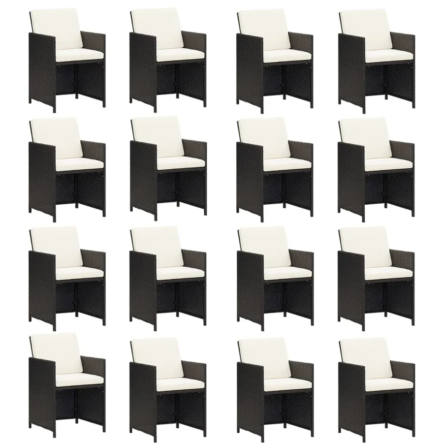 Ensemble à manger de jardin coussins 17 pcs Résine tressée Noir - 6