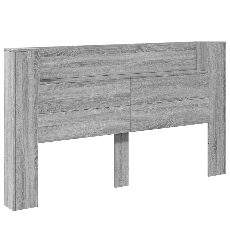 Cabinet de Tête de Lit avec LED Gris Sonoma Bois d'ingénierie - 2