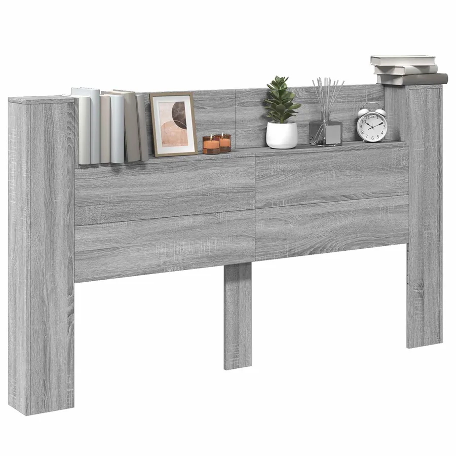Cabinet de Tête de Lit avec LED Gris Sonoma Bois d'ingénierie - 3