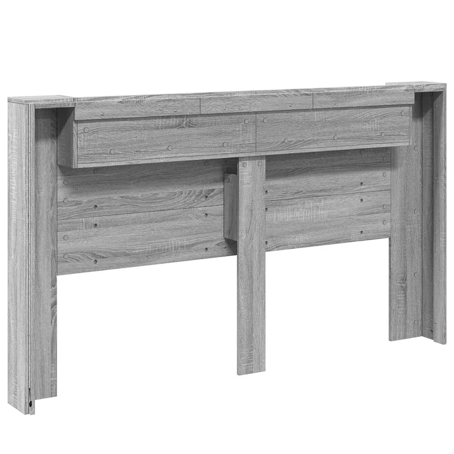 Cabinet de Tête de Lit avec LED Gris Sonoma Bois d'ingénierie - 7