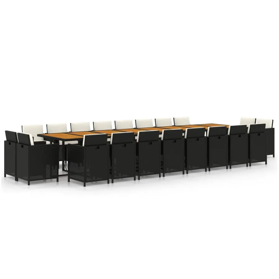 Ensemble à manger de jardin 21pcs coussins noir résine tressée - 2
