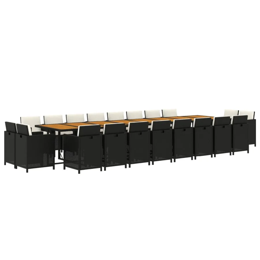 Ensemble à manger de jardin 21pcs coussins noir résine tressée - 3