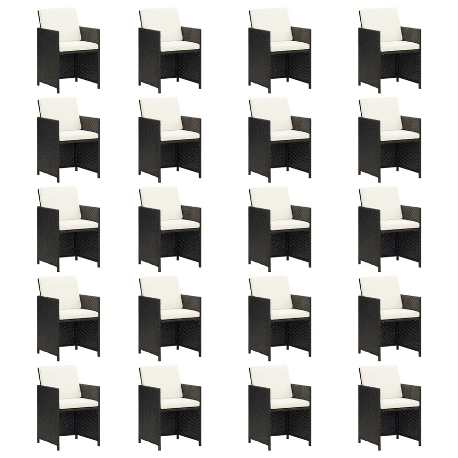 Ensemble à manger de jardin 21pcs coussins noir résine tressée - 4