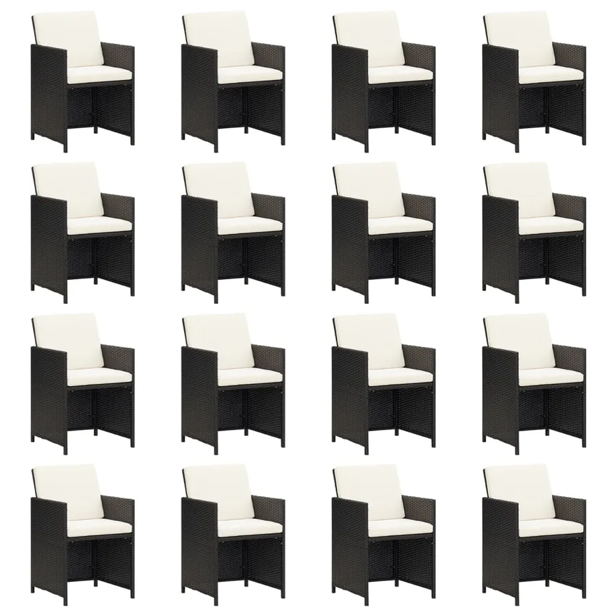 Ensemble à manger de jardin 17 pcs coussins noir résine tressée - 4