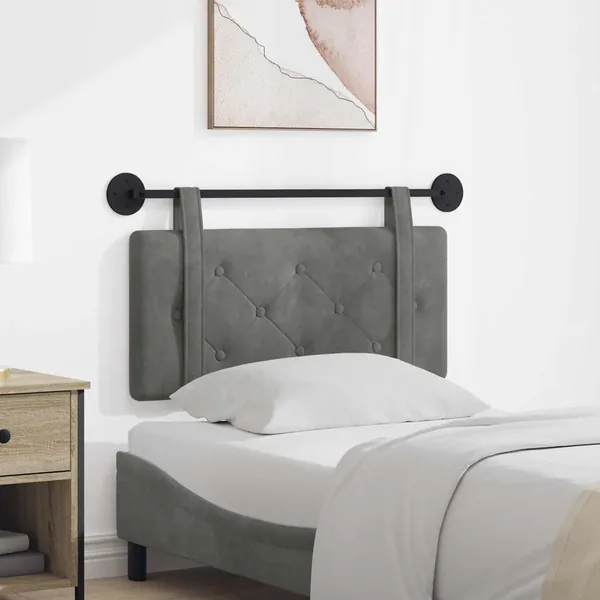 Tête de lit suspendue Gris foncé Velours