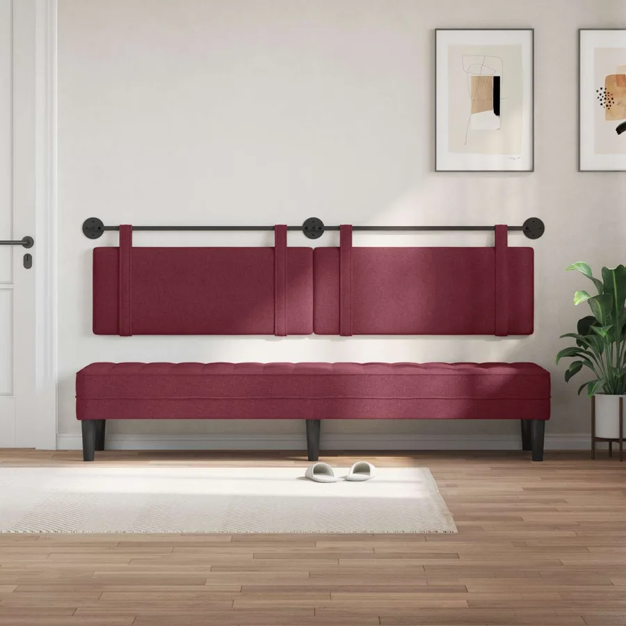 Tête de lit suspendue Bordeaux Tissu - 3