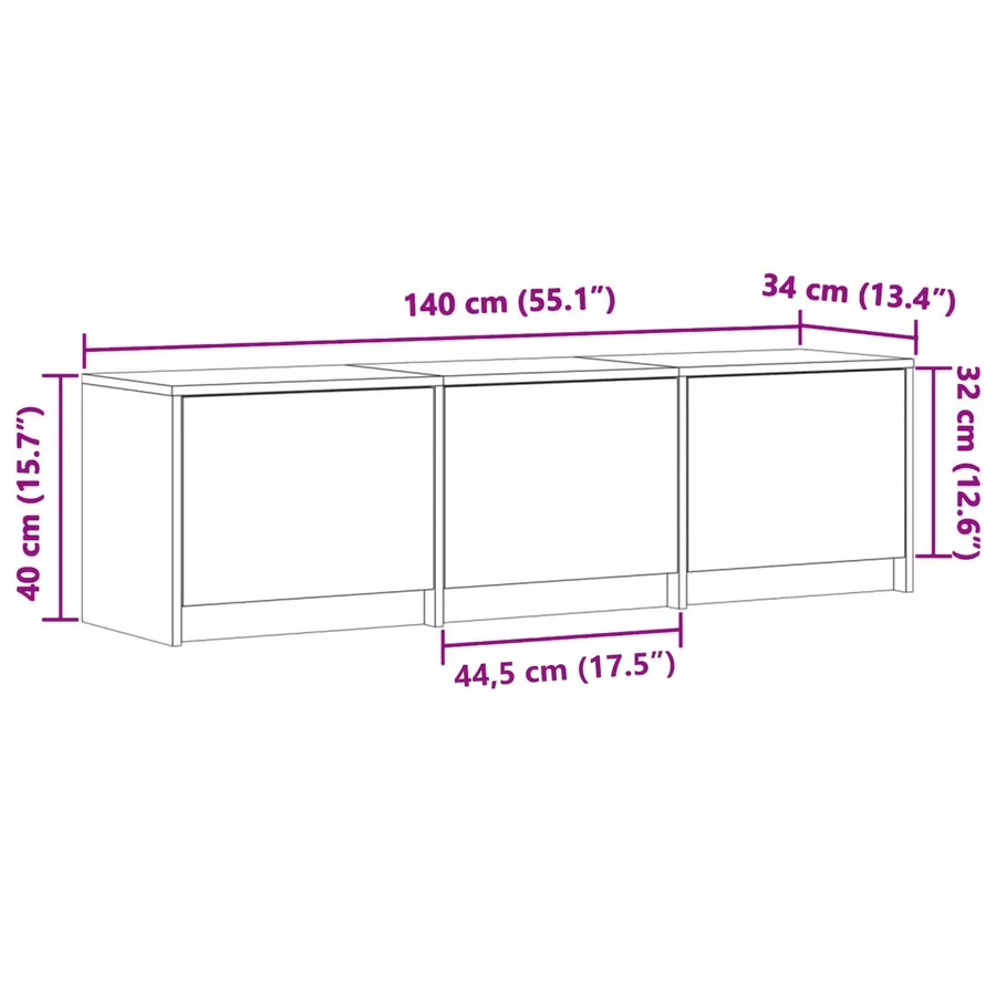 Meuble TV Chêne fumé 140 x 34 x 40 cm Bois d'ingénierie - 12