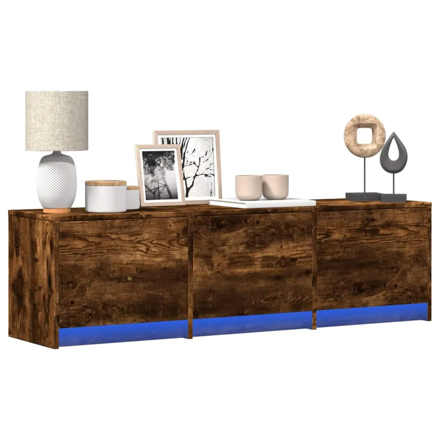 Meuble TV Chêne fumé 140 x 34 x 40 cm Bois d'ingénierie - 2