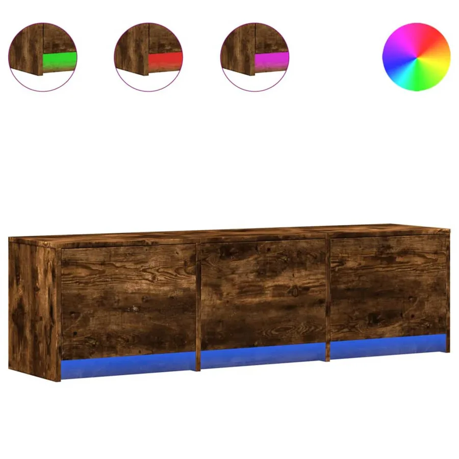 Meuble TV Chêne fumé 140 x 34 x 40 cm Bois d'ingénierie - 3