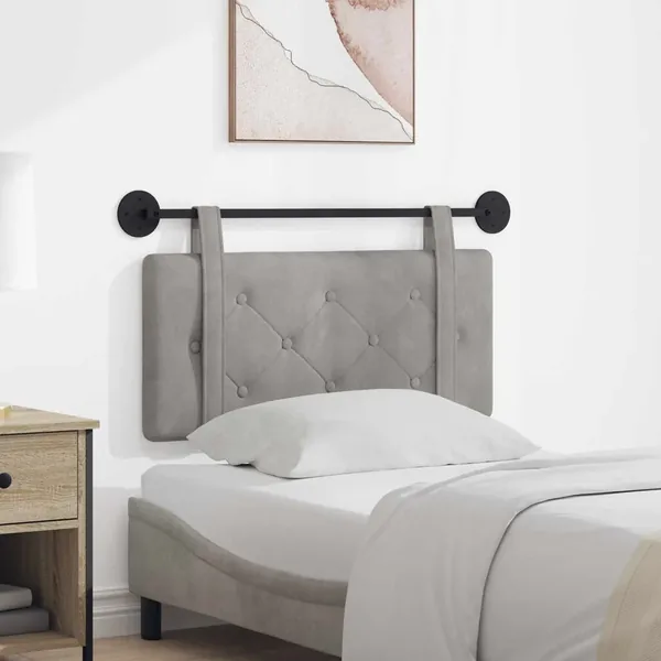 Tête de lit suspendue Gris clair Velours