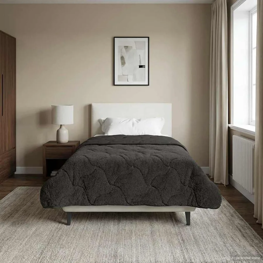 Duvet d'été simple Matelassé Anthracite 155 x 220 cm - 4