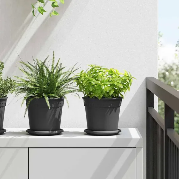 Pot à fleurs rond 6 pcs Noir Ø 17 x 14 cm Plastique