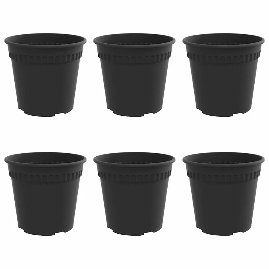 Pot à fleurs rond 6 pcs Noir Ø 17 x 14 cm Plastique - 2