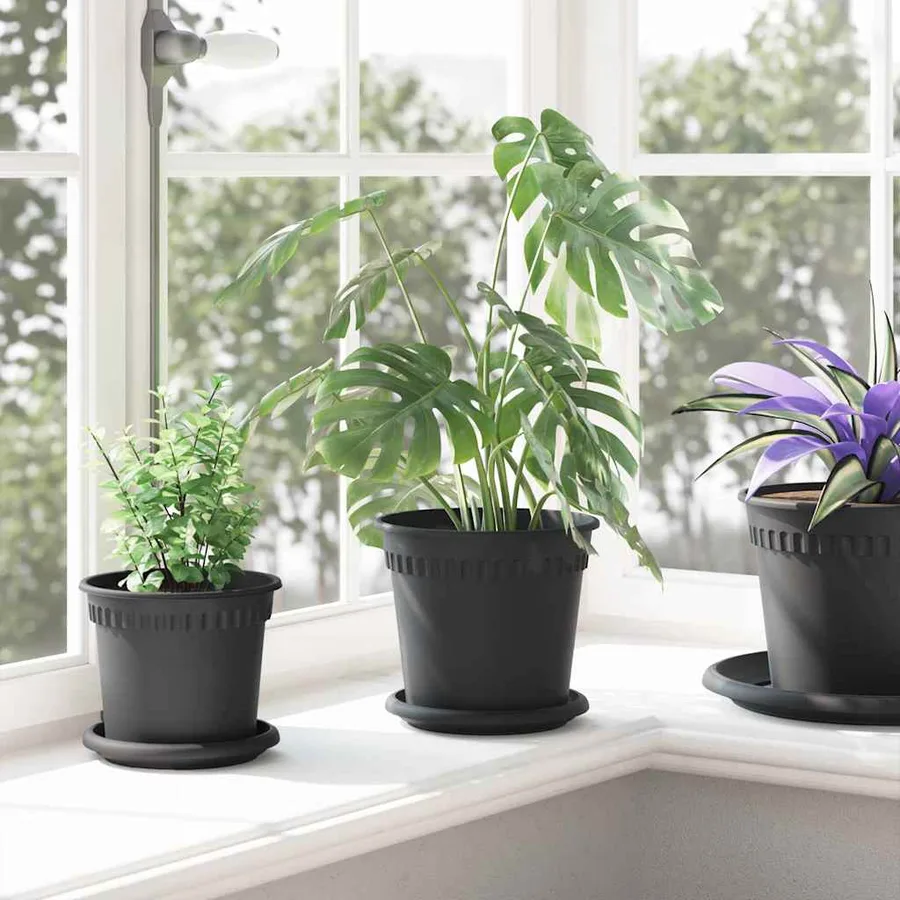 Pot à fleurs rond 6 pcs Noir Ø 17 x 14 cm Plastique - 4