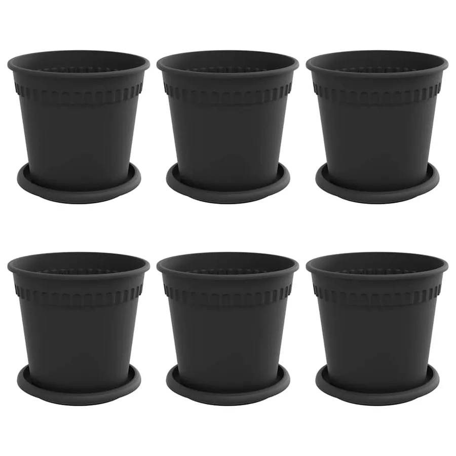 Pots de plantes 6 pcs Noir Ø 17 x 14 cm Plastique - 2