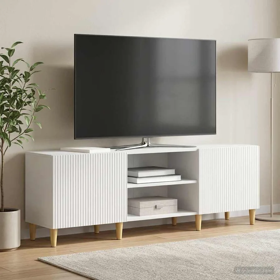 Meuble TV Blanc 150 x 31 x 50 cm Bois d'ingénierie - 4