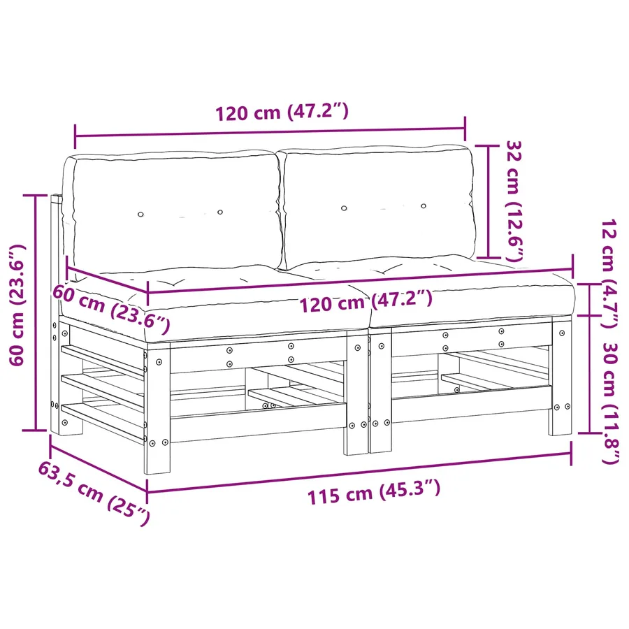 Sofa de jardin milieu Pin massif Brun Ciré - 8