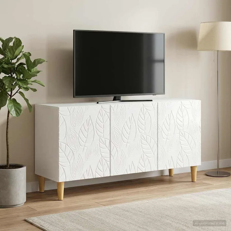 Meuble TV 99 x 34,5 x 50 cm Blanc brillant Bois d'ingénierie