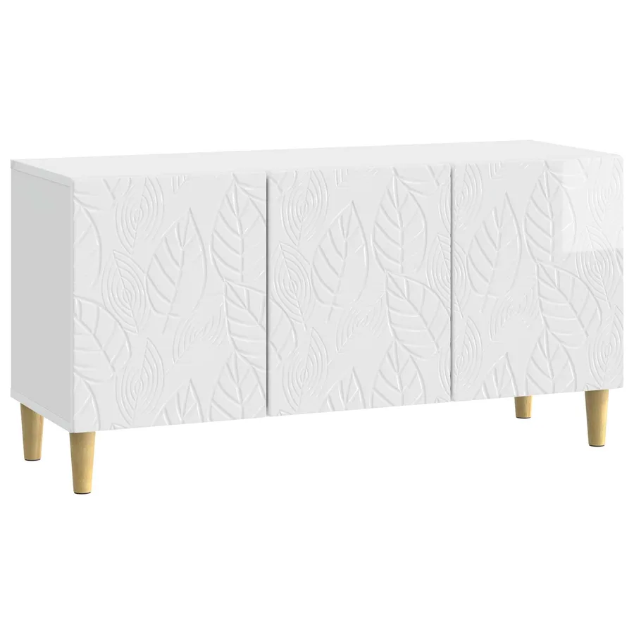Meuble TV 99 x 34,5 x 50 cm Blanc brillant Bois d'ingénierie - 2