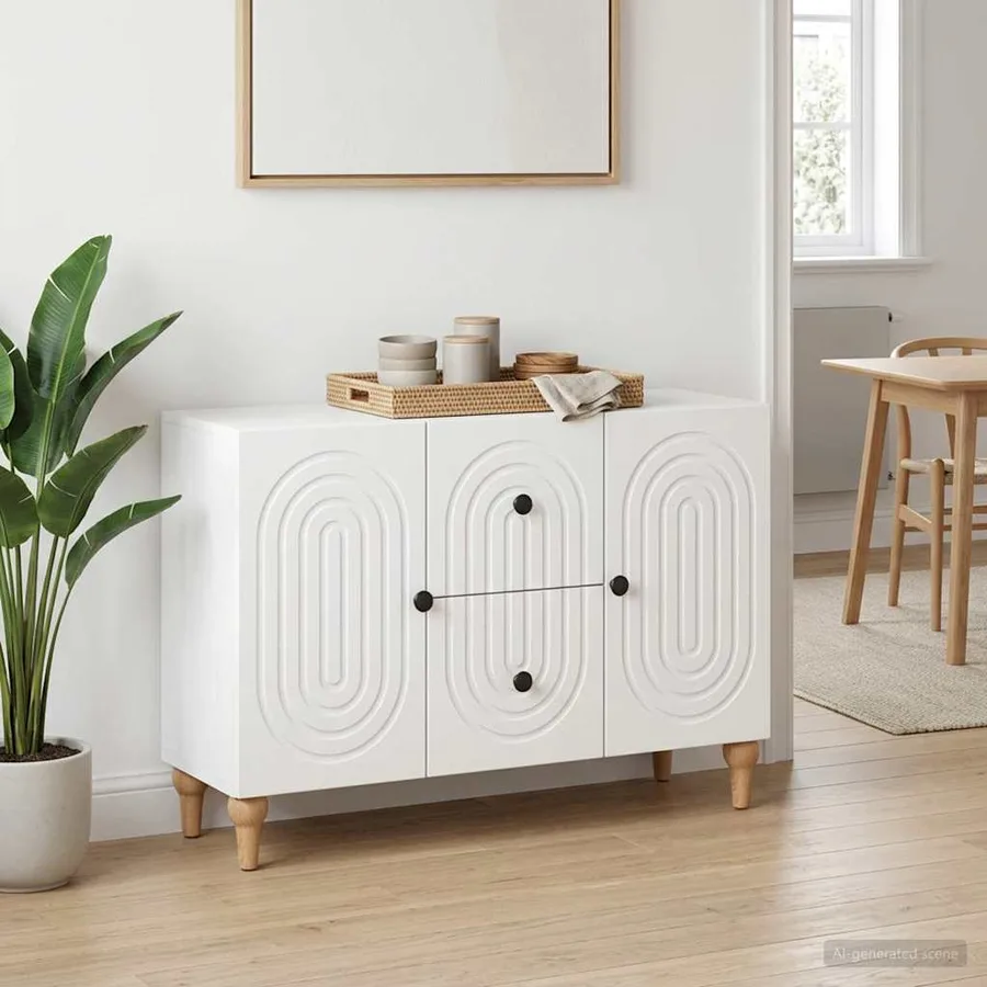 Meuble TV avec tiroir Blanc 89 x 34,5 x 60 cm Bois d'ingénierie - 4