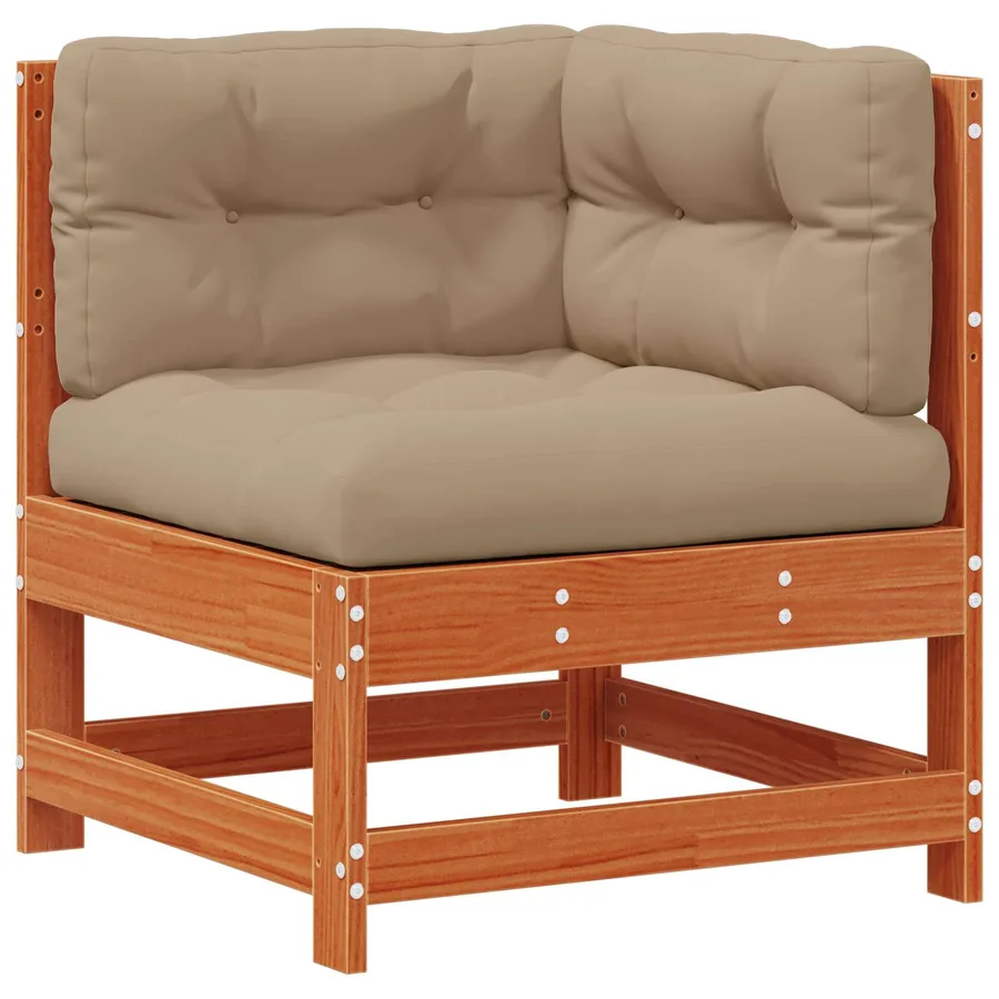 Ensemble de salon de jardin 7 pcs Brun cire Bois de pin massif - 4