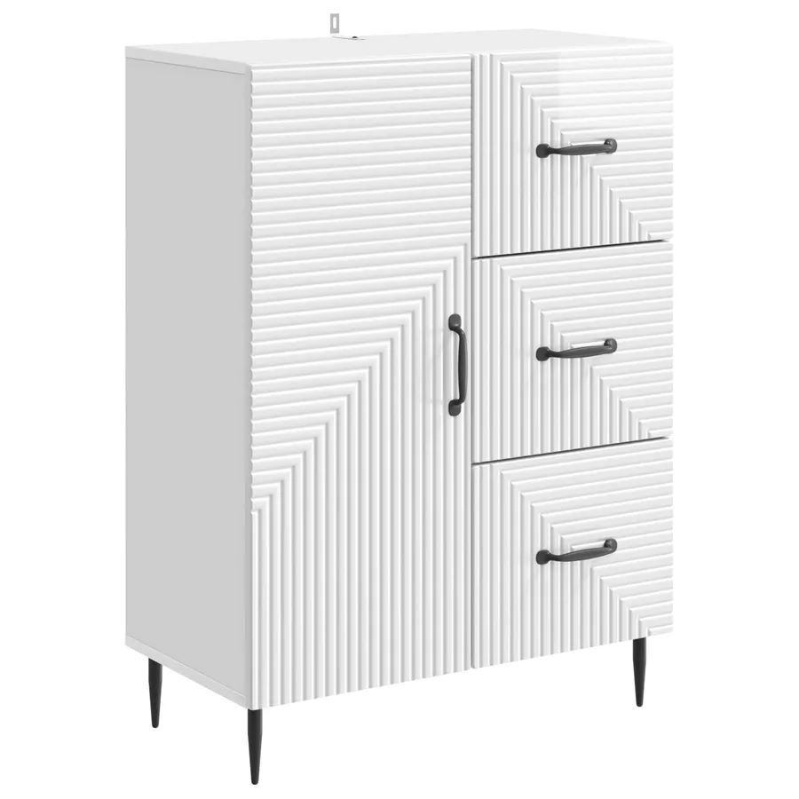Buffet Blanc brillant 66 x 34,5 x 89,5 cm Bois d'ingénierie - 2