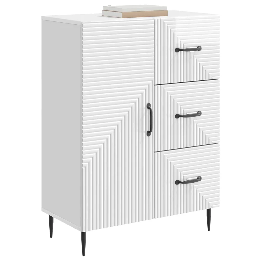 Buffet Blanc brillant 66 x 34,5 x 89,5 cm Bois d'ingénierie - 3