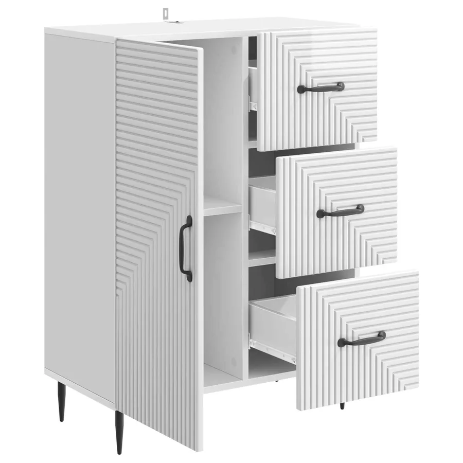 Buffet Blanc brillant 66 x 34,5 x 89,5 cm Bois d'ingénierie - 5