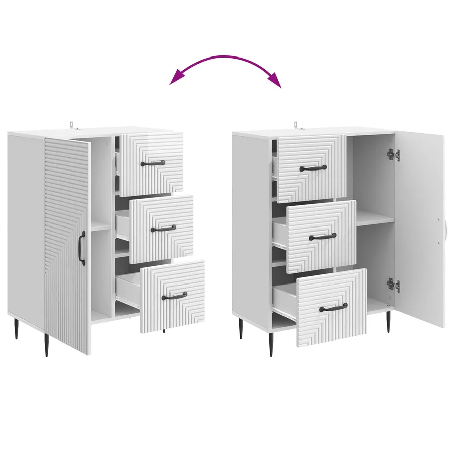 Buffet Blanc brillant 66 x 34,5 x 89,5 cm Bois d'ingénierie - 8