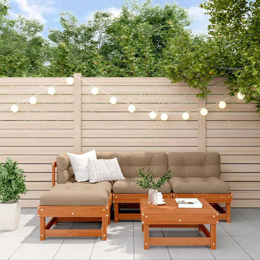 Ensemble de salon de jardin 5 pcs Brun Ciré Pin massif