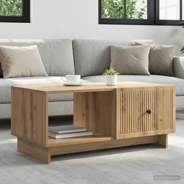 Table basse Chêne artisanal 90 x 50 x 40 cm Bois d'ingénierie