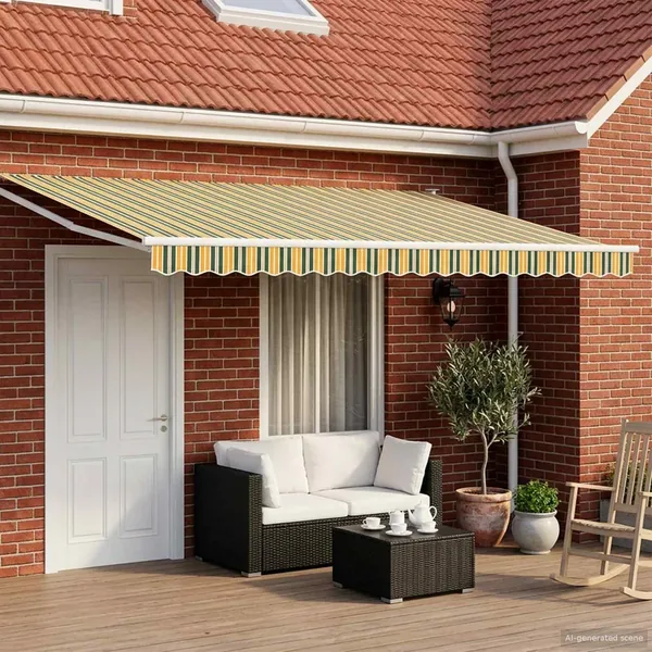 Auvent rétractable électrique Vert, Jaune, Blanc 4 × 3 m