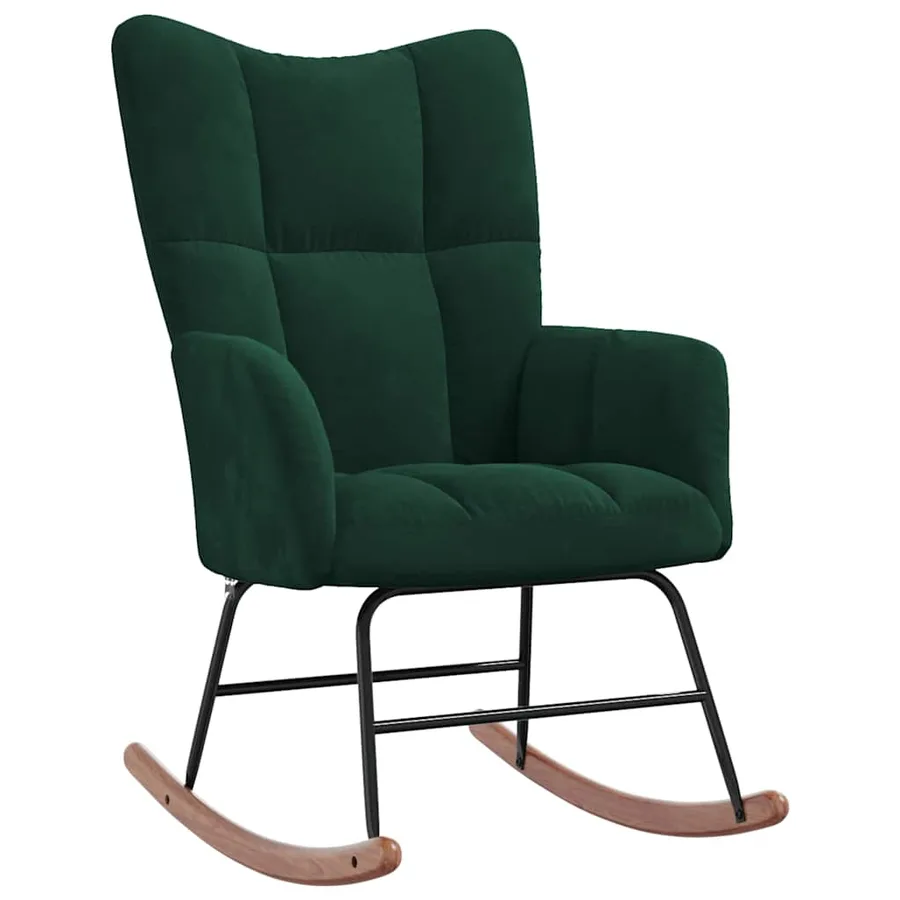 Chaise à bascule avec repose-pied Vert foncé Velours - 7