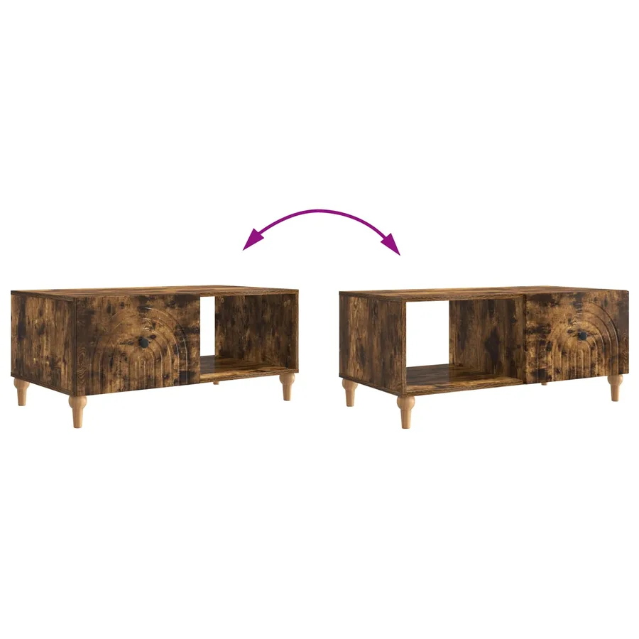 Table basse Chêne fumé 90 x 50 x 40 cm Bois d'ingénierie - 10