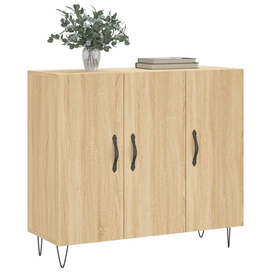 Buffet chêne sonoma 90x34x80 cm bois d'ingénierie - 3