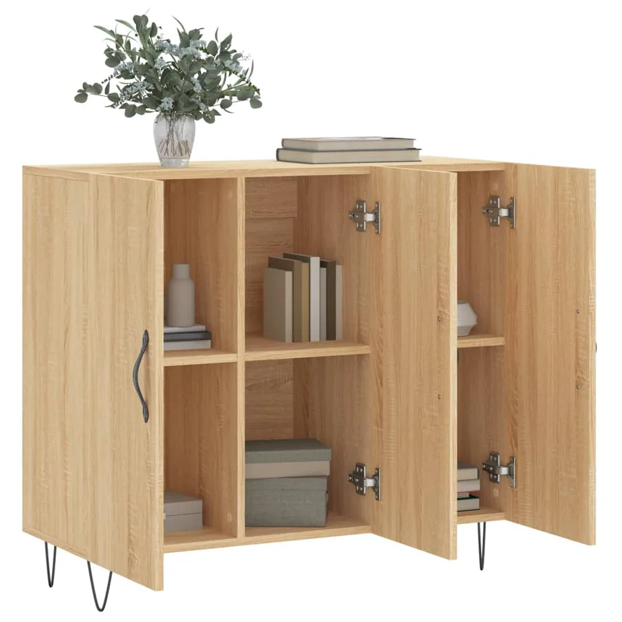 Buffet chêne sonoma 90x34x80 cm bois d'ingénierie - 4