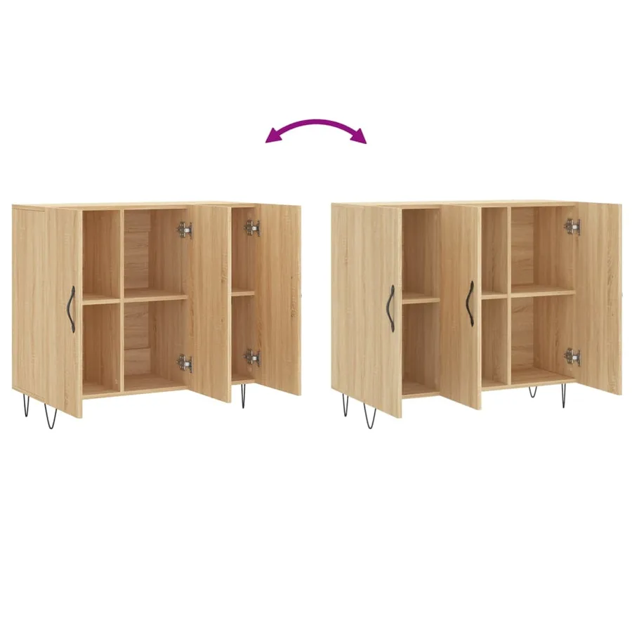 Buffet chêne sonoma 90x34x80 cm bois d'ingénierie - 9