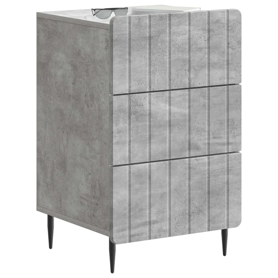 Cabinet de chevet Gris béton 43 x 41 x 68 cm Bois d'ingénierie - 3